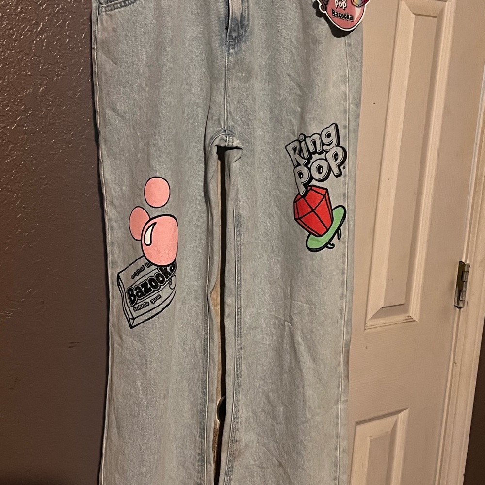 Justice Blue Jeans with Decorative Patches